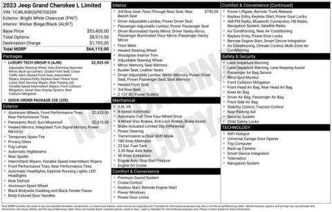 Photos of 2023 Jeep Grand Cherokee L Limited for sale in Omaha, NE at Gregg Young Chevrolet - Omaha