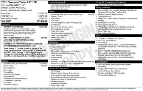 Photos of 2026 Chevrolet Tahoe RST for sale in Omaha, NE at Gregg Young Chevrolet of Omaha