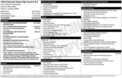 Photos of 2026 Chevrolet Tahoe High Country for sale in Omaha, NE at Gregg Young Chevrolet of Omaha