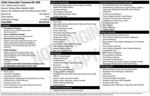 Photos of 2026 Chevrolet Traverse RS for sale in Omaha, NE at Gregg Young Chevrolet of Omaha