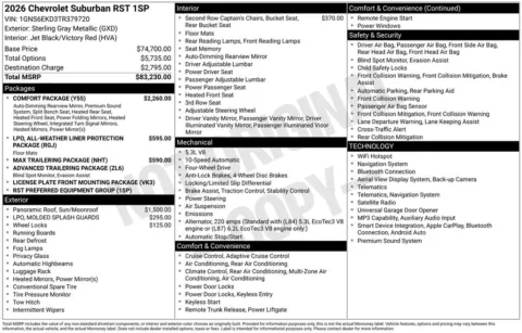 Photos of 2026 Chevrolet Suburban RST for sale in Omaha, NE at Gregg Young Chevrolet of Omaha
