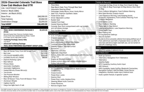 Photos of 2026 Chevrolet Colorado Trail Boss for sale in Omaha, NE at Gregg Young Chevrolet of Omaha