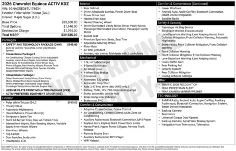 Photos of 2026 Chevrolet Equinox ACTIV for sale in Omaha, NE at Gregg Young Chevrolet of Omaha