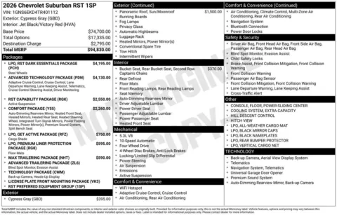 Photos of 2026 Chevrolet Suburban RST for sale in Omaha, NE at Gregg Young Chevrolet of Omaha