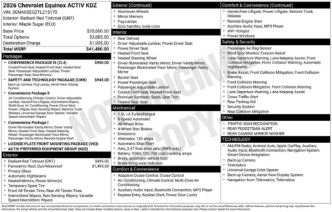 Photos of 2026 Chevrolet Equinox ACTIV for sale in Omaha, NE at Gregg Young Chevrolet of Omaha