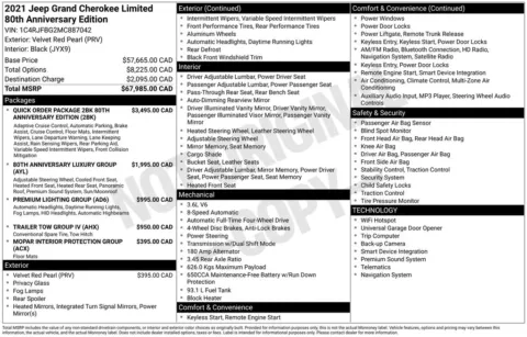 Photos of 2021 Jeep Grand Cherokee 80th Anniversary Edition for sale in Omaha, NE at Gregg Young Chevrolet of Omaha