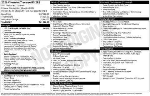 Photos of 2026 Chevrolet Traverse RS for sale in Omaha, NE at Gregg Young Chevrolet of Omaha
