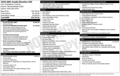 Photos of 2026 GMC Acadia Elevation for sale in Atlantic, IA at Gregg Young Automotive of Atlantic - Chevrolet GMC