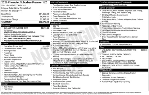 Photos of 2026 Chevrolet Suburban Premier for sale in Atlantic, IA at Gregg Young Automotive of Atlantic - Chevrolet GMC