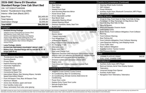 Photos of 2026 GMC Sierra EV Elevation for sale in Atlantic, IA at Gregg Young Automotive of Atlantic - Chevrolet GMC