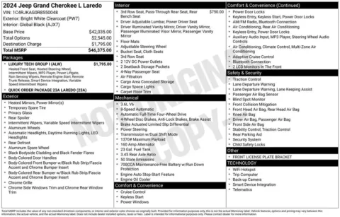 Photos of 2024 Jeep Grand Cherokee L Laredo for sale in Atlantic, IA at Gregg Young Automotive of Atlantic - Chevrolet GMC