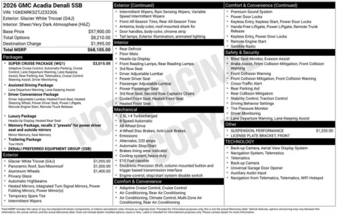 Photos of 2026 GMC Acadia Denali for sale in Indianola, IA at Gregg Young Buick GMC Indianola