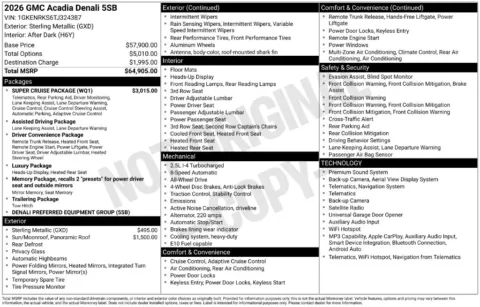 Photos of 2026 GMC Acadia Denali for sale in Indianola, IA at Gregg Young Buick GMC Indianola