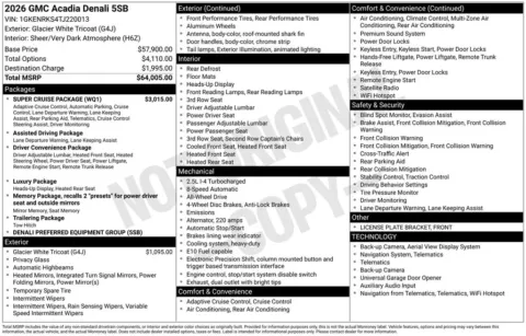 Photos of 2026 GMC Acadia Denali for sale in Indianola, IA at Gregg Young Buick GMC Indianola