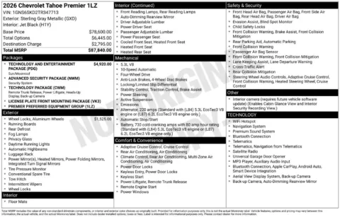 Photos of 2026 Chevrolet Tahoe Premier for sale in Norwalk, IA at Gregg Young Chevrolet of Norwalk