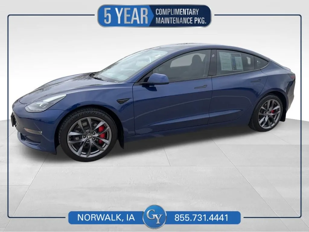 Blue 2021 Tesla Model 3 Performance for sale in Norwalk, IA