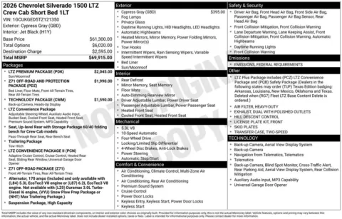 Photos of 2026 Chevrolet Silverado 1500 LTZ for sale in Plattsmouth, NE at Gregg Young of Plattsmouth