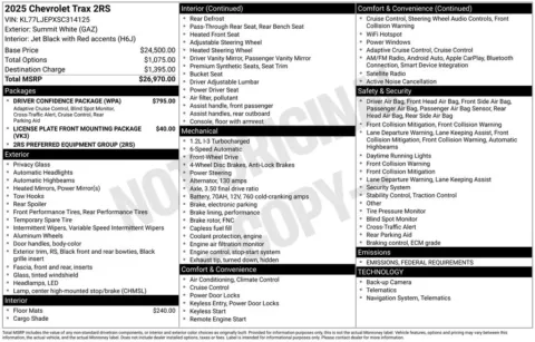 Photos of 2025 Chevrolet Trax 2RS for sale in Plattsmouth, NE at Gregg Young of Plattsmouth