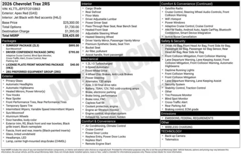 Photos of 2026 Chevrolet Trax 2RS for sale in Plattsmouth, NE at Gregg Young of Plattsmouth