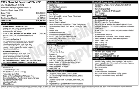Photos of 2026 Chevrolet Equinox ACTIV for sale in Plattsmouth, NE at Gregg Young of Plattsmouth