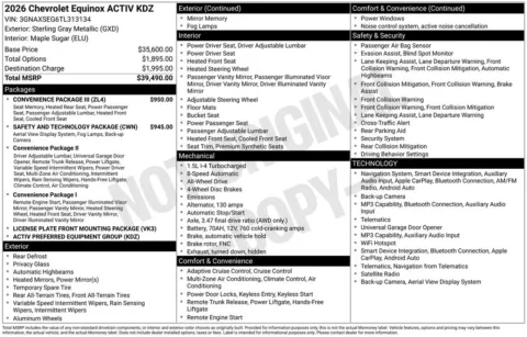 Photos of 2026 Chevrolet Equinox ACTIV for sale in Plattsmouth, NE at Gregg Young Chevrolet Of Plattsmouth