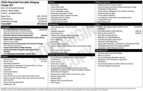 Photos of 2026 Chevrolet Corvette Stingray for sale in Plattsmouth, NE at Gregg Young Chevrolet Of Plattsmouth