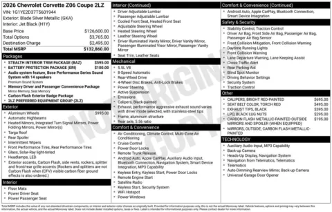 Photos of 2026 Chevrolet Corvette Z06 for sale in Plattsmouth, NE at Gregg Young Chevrolet Of Plattsmouth