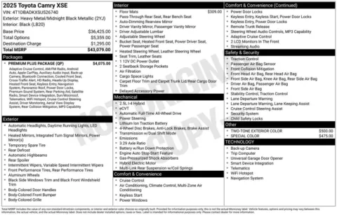 Photos of 2025 Toyota Camry XSE for sale in Plattsmouth, NE at Gregg Young Chevrolet Of Plattsmouth