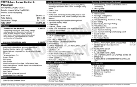 Photos of 2022 Subaru Ascent Limited for sale in Plattsmouth, NE at Gregg Young Chevrolet Of Plattsmouth