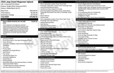 Photos of 2026 Jeep Grand Wagoneer Upland for sale in Atlantic, IA at Gregg Young Chrysler Dodge Jeep Ram of Atlantic
