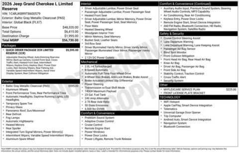 Photos of 2026 Jeep Grand Cherokee L Limited Reserve for sale in Atlantic, IA at Gregg Young Chrysler Dodge Jeep Ram of Atlantic