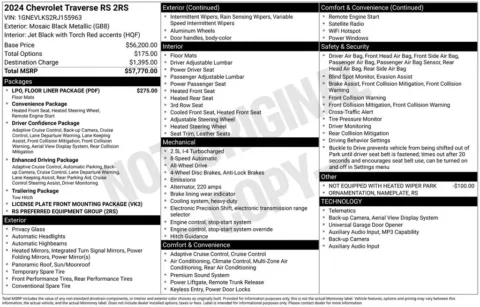 Photos of 2024 Chevrolet Traverse RS for sale in Atlantic, IA at Gregg Young Chrysler Dodge Jeep Ram of Atlantic