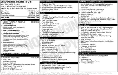 Photos of 2025 Chevrolet Traverse RS for sale in Newton, IA at Gregg Young of Newton