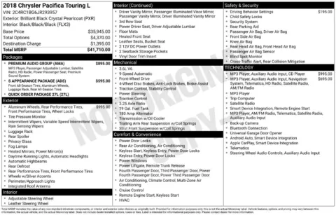 Photos of 2018 Chrysler Pacifica Touring L for sale in Newton, IA at Gregg Young Chevrolet Newton