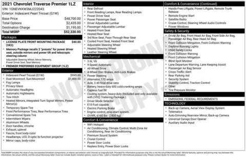 Photos of 2021 Chevrolet Traverse Premier for sale in Newton, IA at Gregg Young Chevrolet Newton