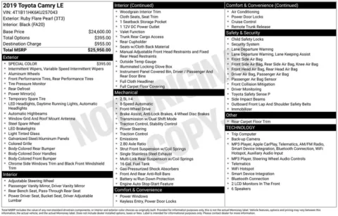 Photos of 2019 Toyota Camry LE for sale in Newton, IA at Gregg Young Chevrolet Newton