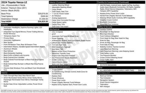 Photos of 2024 Toyota Venza LE for sale in Newton, IA at Gregg Young Chevrolet Newton