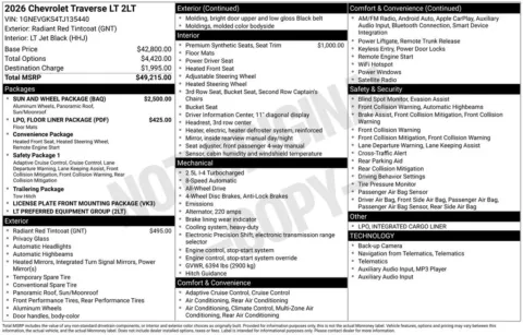 Photos of 2026 Chevrolet Traverse LT for sale in Marshalltown, IA at Gregg Young Chevrolet Marshalltown