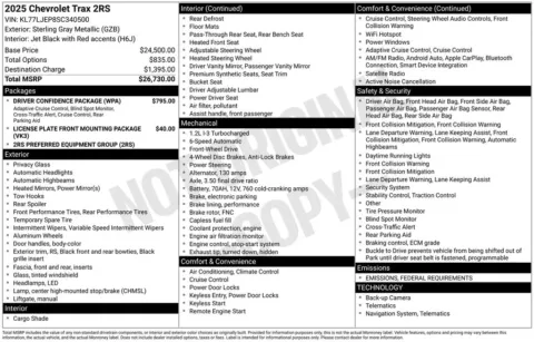 Photos of 2025 Chevrolet Trax 2RS for sale in Marshalltown, IA at Gregg Young Chevrolet Marshalltown