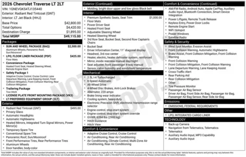 Photos of 2026 Chevrolet Traverse LT for sale in Marshalltown, IA at Gregg Young Chevrolet Marshalltown