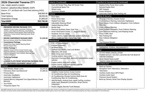 Photos of 2026 Chevrolet Traverse Z71 for sale in Marshalltown, IA at Gregg Young Chevrolet Marshalltown