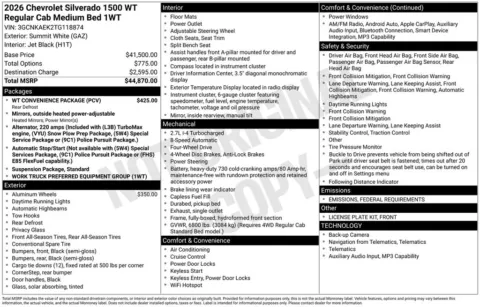 Photos of 2026 Chevrolet Silverado 1500 WT for sale in Marshalltown, IA at Gregg Young Chevrolet Marshalltown