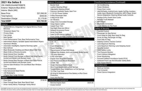 Photos of 2021 Kia Seltos S for sale in Marshalltown, IA at Gregg Young Chevrolet Marshalltown