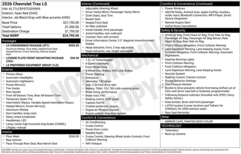 Photos of 2026 Chevrolet Trax LS for sale in Marshalltown, IA at Gregg Young Chevrolet Marshalltown