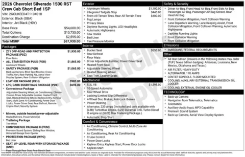 Photos of 2026 Chevrolet Silverado 1500 RST for sale in Marshalltown, IA at Gregg Young Chevrolet Marshalltown