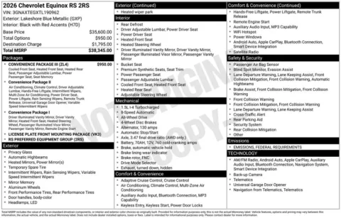 Photos of 2026 Chevrolet Equinox RS for sale in Marshalltown, IA at Gregg Young Chevrolet Marshalltown