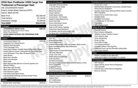 Photos of 2026 Ram ProMaster 2500 High Roof for sale in Omaha, NE at Gregg Young Chevrolet of Omaha