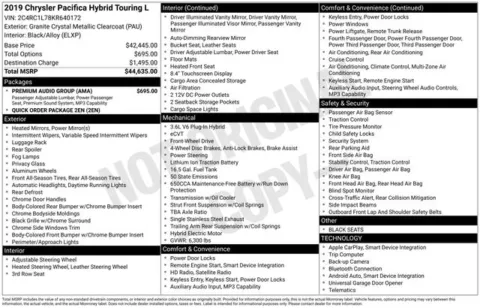 Photos of 2019 Chrysler Pacifica Hybrid Touring L for sale in Ottumwa, IA at Gregg Young Toyota of Ottumwa