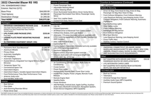 Photos of 2022 Chevrolet Blazer RS for sale in Ottumwa, IA at Gregg Young Toyota of Ottumwa