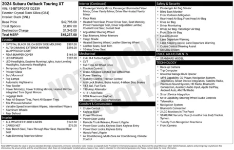 Photos of 2024 Subaru Outback Touring XT for sale in Ottumwa, IA at Gregg Young Toyota of Ottumwa